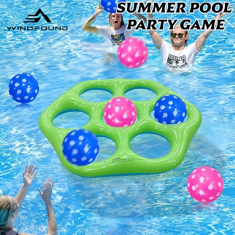 Pool Float Ring Inflatable - Nadmuchiwana sześciokątna gra w rzucanie kółkami