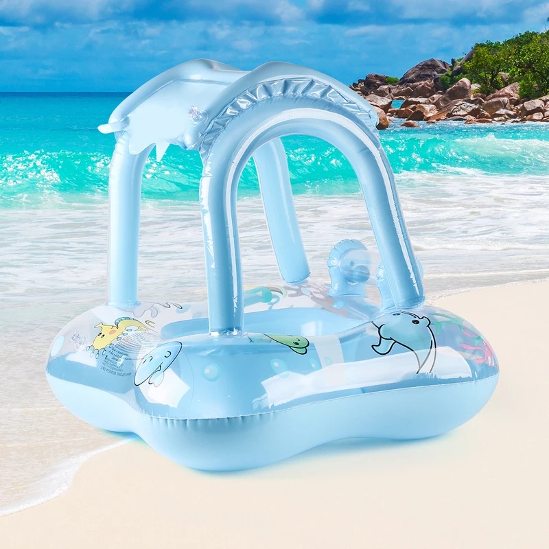 Pool Float Ring Inflatable - Nadmuchiwany leżak do pływania z osłoną